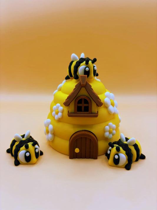 Beatrice the Mini Articulated Bee – With Optional Beehive Home!